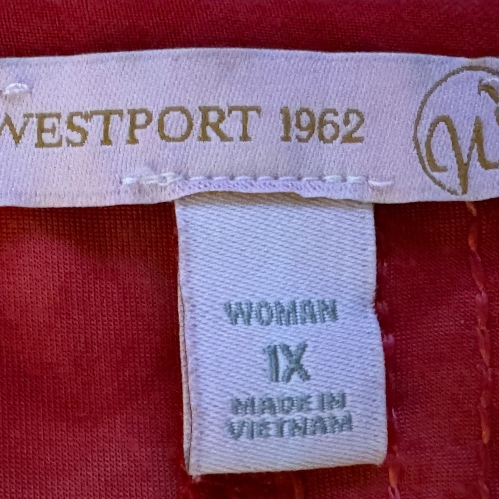 Westport 1962 Woman 1X Red Sleeveless Blouse Sequin Embroidered Tie Dye Plus - Picture 6 of 10